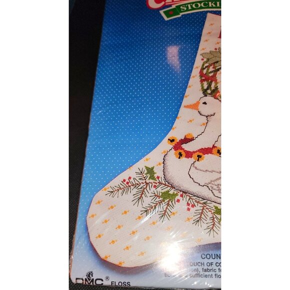 Counted Cross Stitch Kit Christmas Stocking Goose Design By Good Shepherd New - Picture 2 of 6